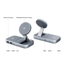 PU0901 3-in-1 iPhone Stand & Hub & Qi2 Wireless Charging