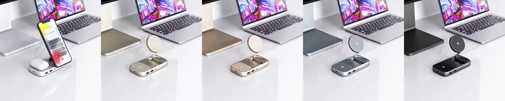 PU0901 3-in-1 iPhone Stand & Hub & Qi2 Wireless Charging