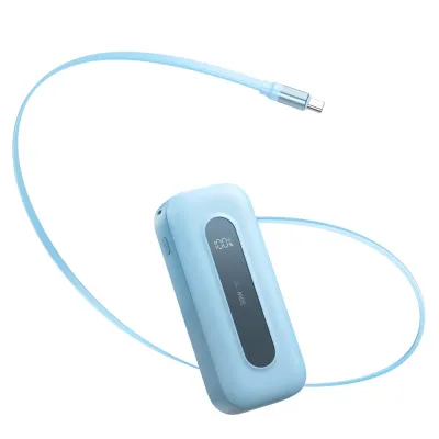 PB0901 10000mAh Power Bank with Retractable Cable+C to Lightning/C Lanyard