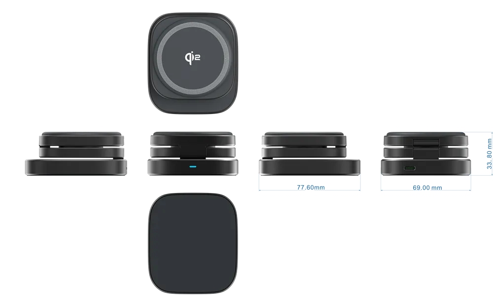 WA0112 3-in-1 Qi2 Magnetic Wireless Charger