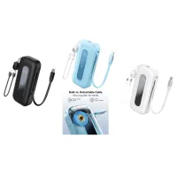 PB0901 10000mAh Power Bank with Retractable Cable+C to Lightning/C Lanyard