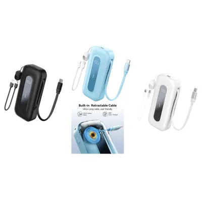 PB0901 10000mAh Power Bank with Retractable Cable+C to Lightning/C Lanyard