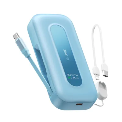 PB0901 10000mAh Power Bank with Retractable Cable+C to Lightning/C Lanyard