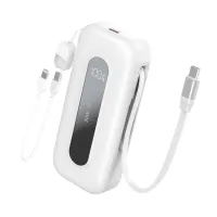 PB0901 10000mAh Power Bank with Retractable Cable+C to Lightning/C Lanyard