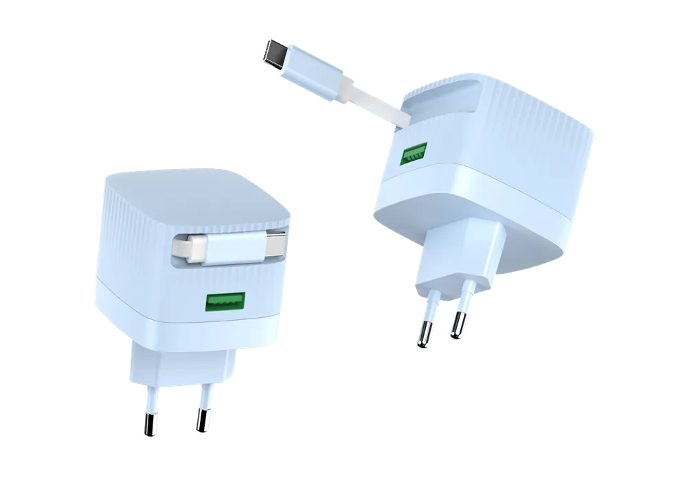 GP0353 30W 1C1A PD Wall Charger with built-in 70cm Retractable Cable