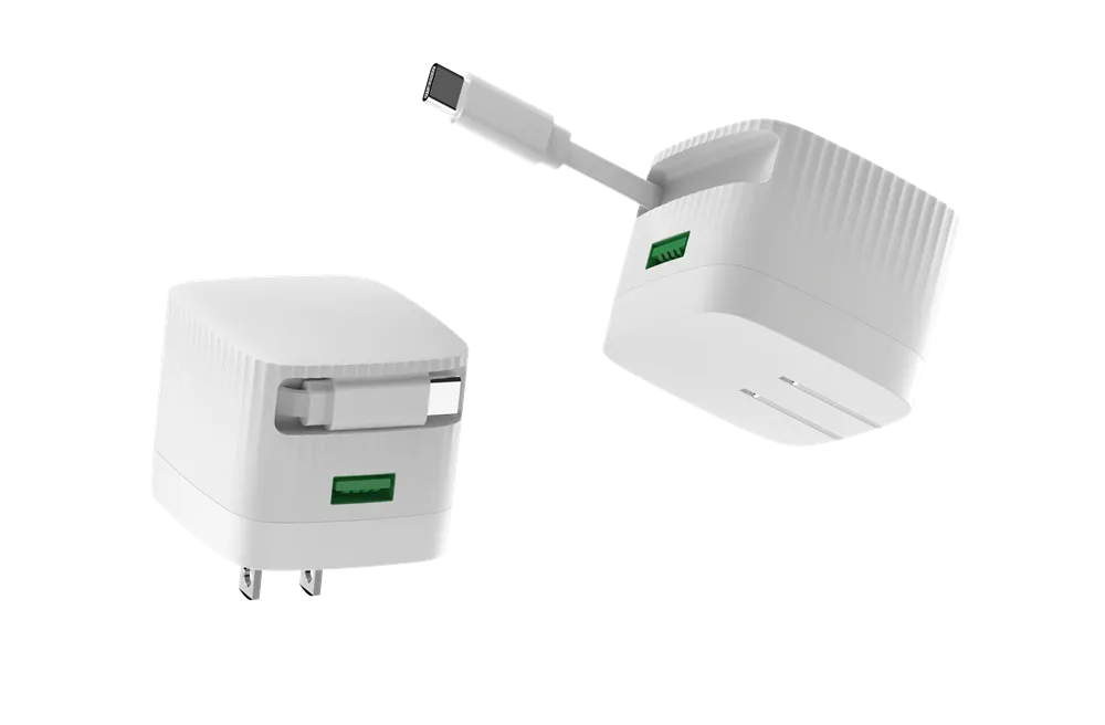 GP0353 30W 1C1A PD Wall Charger with built-in 70cm Retractable Cable