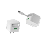 GP0353 30W 1C1A PD Wall Charger with built-in 70cm Retractable Cable