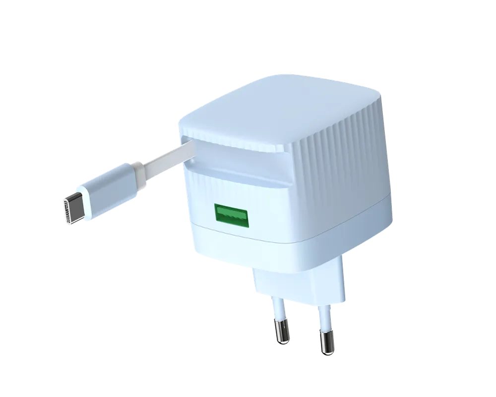 GP0353 30W 1C1A PD Wall Charger with built-in 70cm Retractable Cable