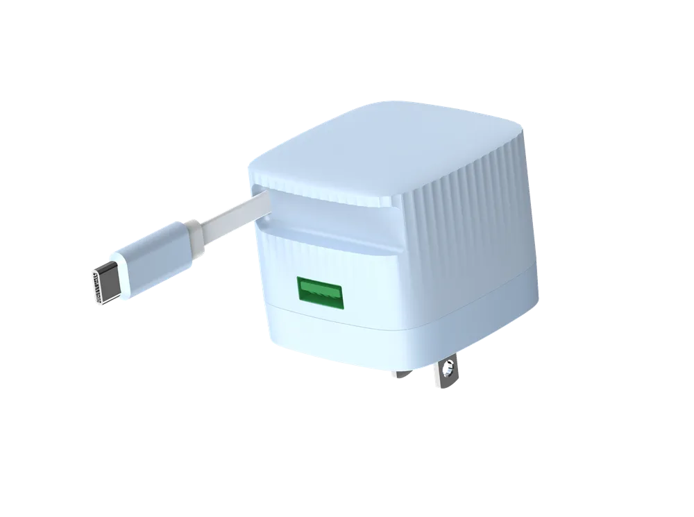 GP0353 30W 1C1A PD Wall Charger with built-in 70cm Retractable Cable