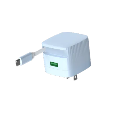 GP0353 30W 1C1A PD Wall Charger with built-in 70cm Retractable Cable