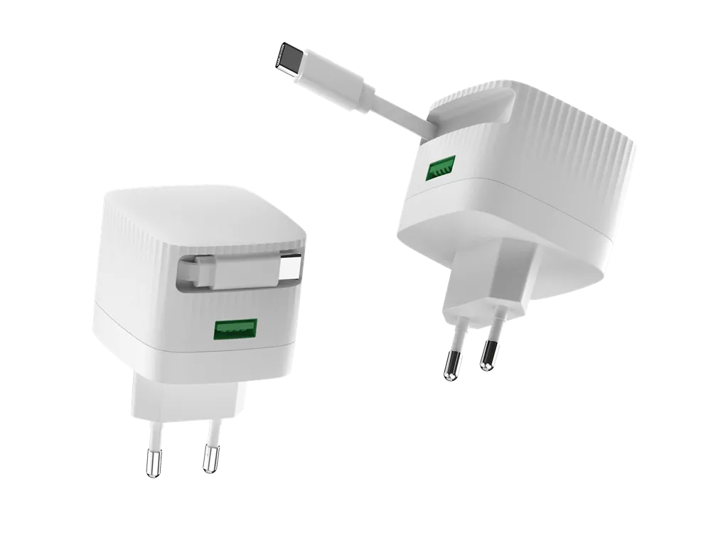 GP0353 30W 1C1A PD Wall Charger with built-in 70cm Retractable Cable