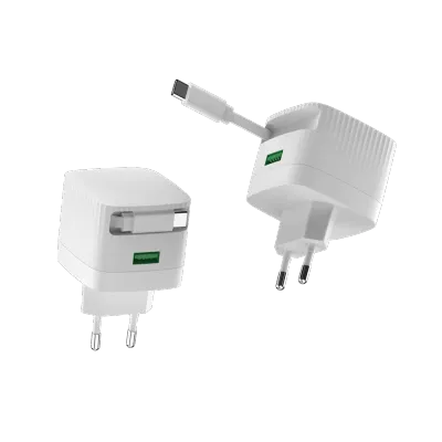 GP0353 30W 1C1A PD Wall Charger with built-in 70cm Retractable Cable