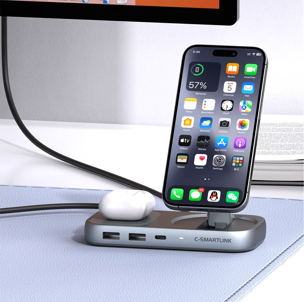 PU0902 3-in-1 Qi2.2  25W  Stand & Docking with Wireless Charger for iPhone