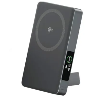 PB0608A Qi2  30W  10000mAh Magnetic Power Bank with Bracket and TFT Digital Display