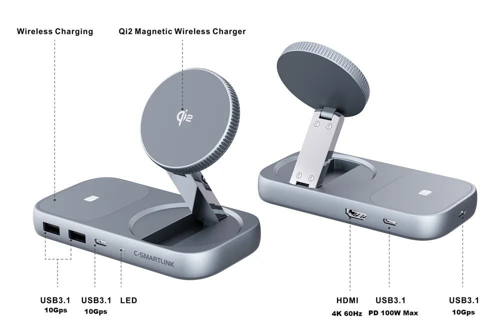 PU0902 3-in-1 Qi2.2  25W  Stand & Docking with Wireless Charger for iPhone