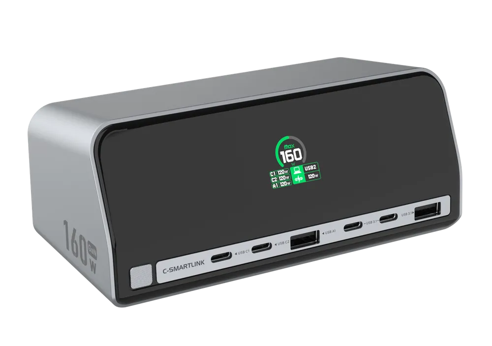 PU1002A MST HUB &160W Power Docking Station with Digital Display Screen