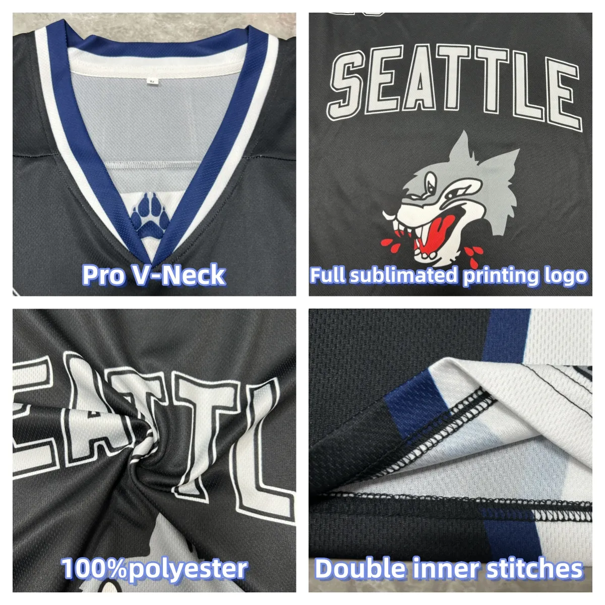V Neck Ice Hockey Jersey Custom