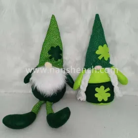 Irish Green Gnome Plush Clover Faceless Elf
