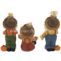 Harvest Scarecrow Statues Table Decor Kid Figurine