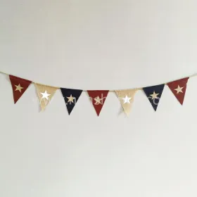 Independence Day Burlap Bunting Banner For Fourth Of July