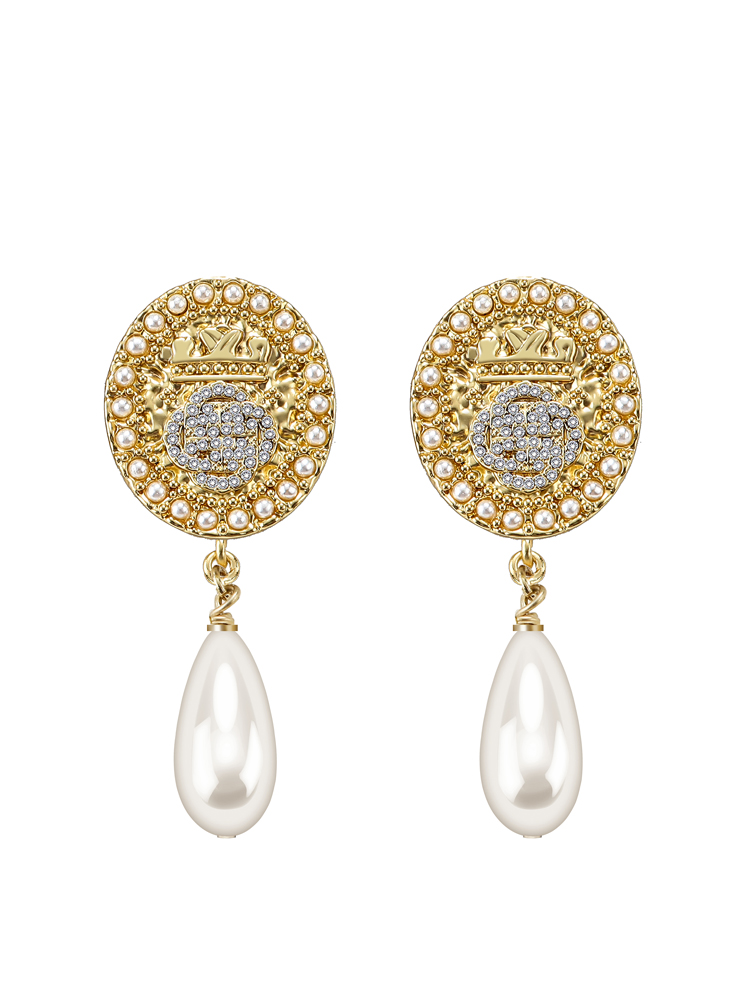 2022 coin earrings women disc luxury pearl dangle earrings