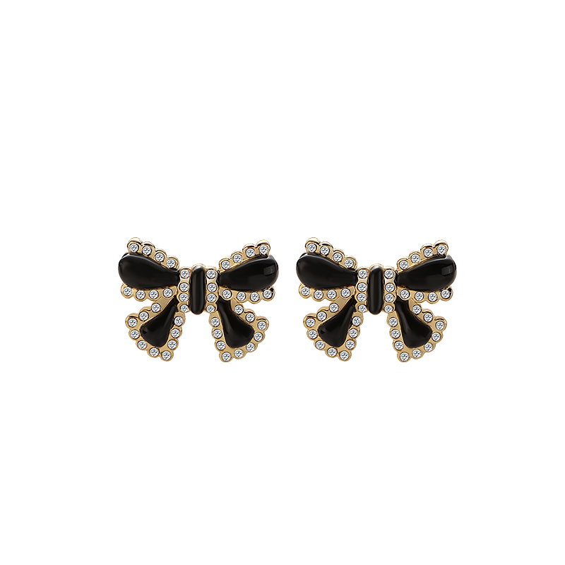 Bow-knot butterfly diamond stud earrings