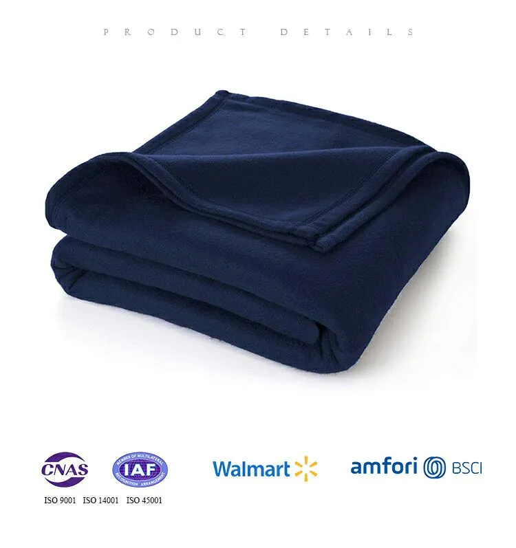 Wholesale Navy Blue Custom Color Promotion Blanket Fleece Blanket With Custom Logo