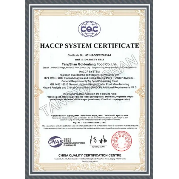 HACCP SYSTEM CERTIFICATE2
