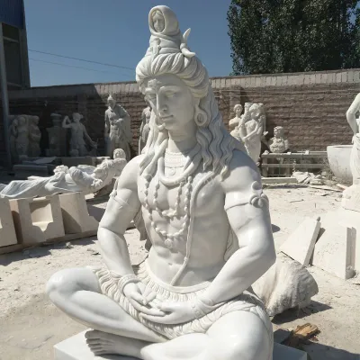 Lebensgroße weiße Marmorstatue von Lord Shiva