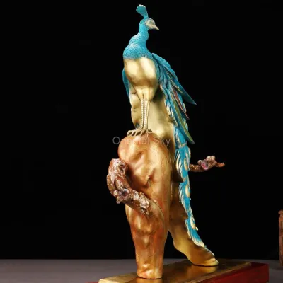 Estatua de bronce pavo real Arte Decoración del hogar