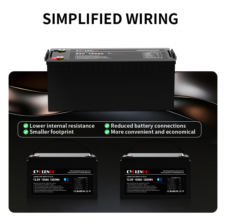 Cyclenpo 24V 100Ah Lithium Battery for Golf Cart Cyclenpo 24V 100Ah Lithium Battery built-in BMS