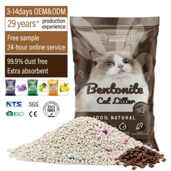 Arena para gatos de bentonita aglutinante fuerte y sin polvo en bolsa tejida de 25 litros con aroma a café