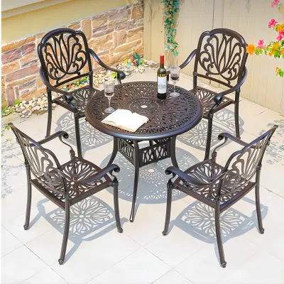 Outdoor Cast Aluminum Table and Chair Set