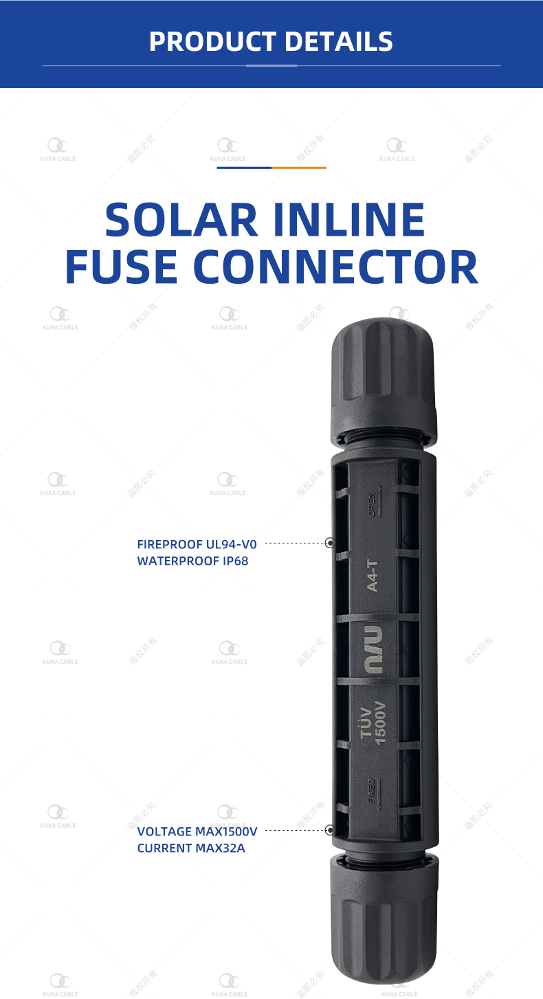 DC Solar fuse Connectors with Inline Fuse for Solar Panel