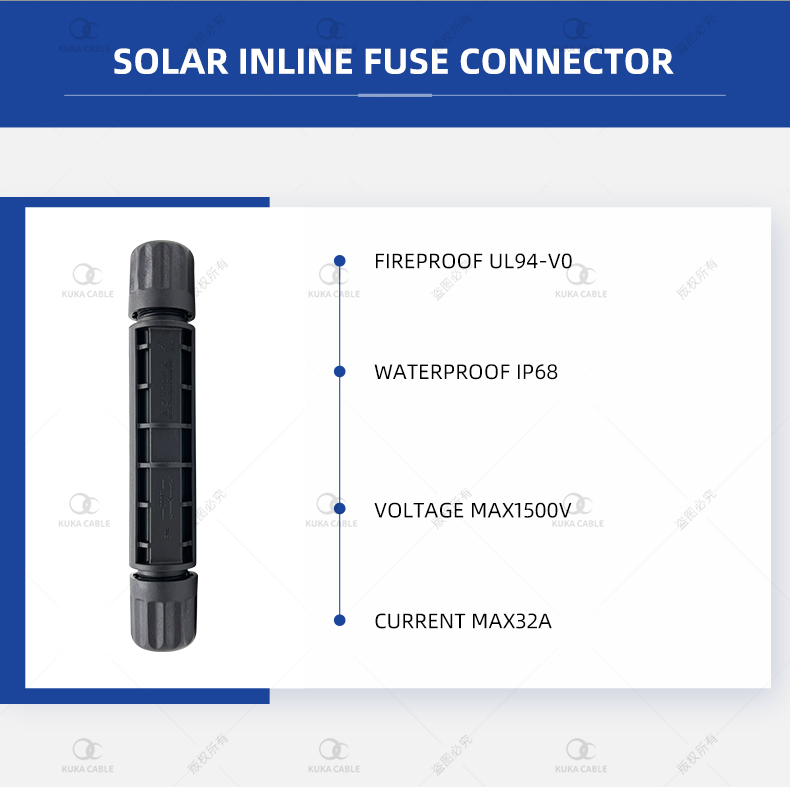 DC Solar fuse Connectors with Inline Fuse for Solar Panel