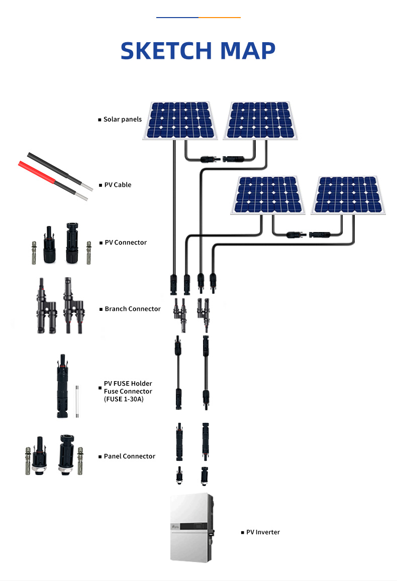 6 in 1 MC4 Solar Adapter 4Way Connector M/FFFF and F/MMMM Parallel