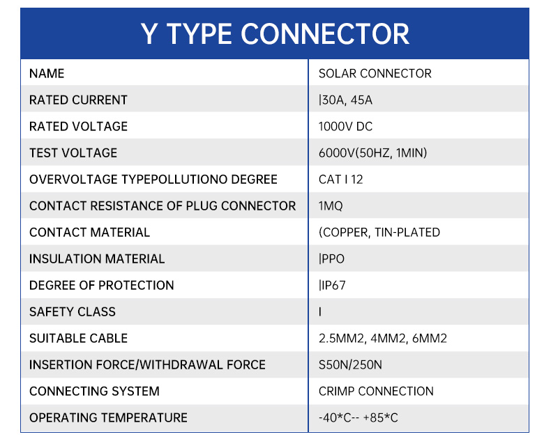 y branch connector  for Solar Panel Parallel Connection