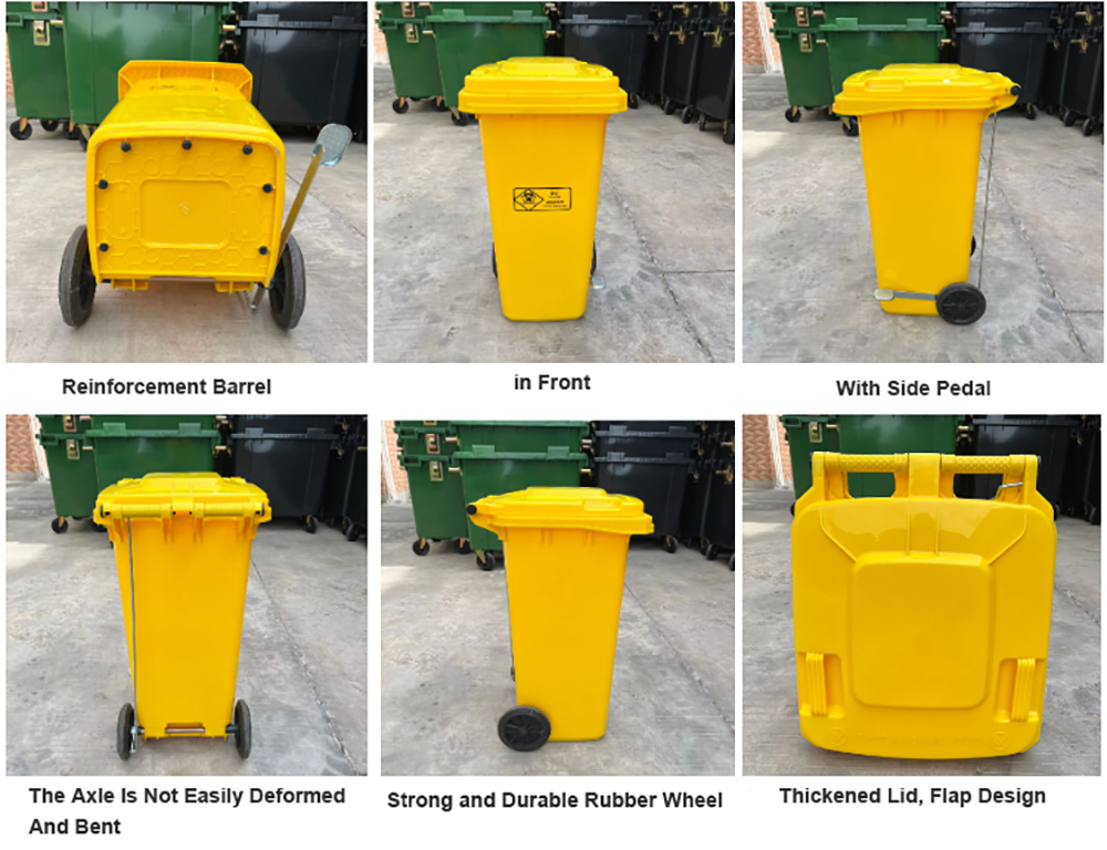 Medical Waste Bin  240E Liter 100% New Material of HDPE EN840-5 Standard
