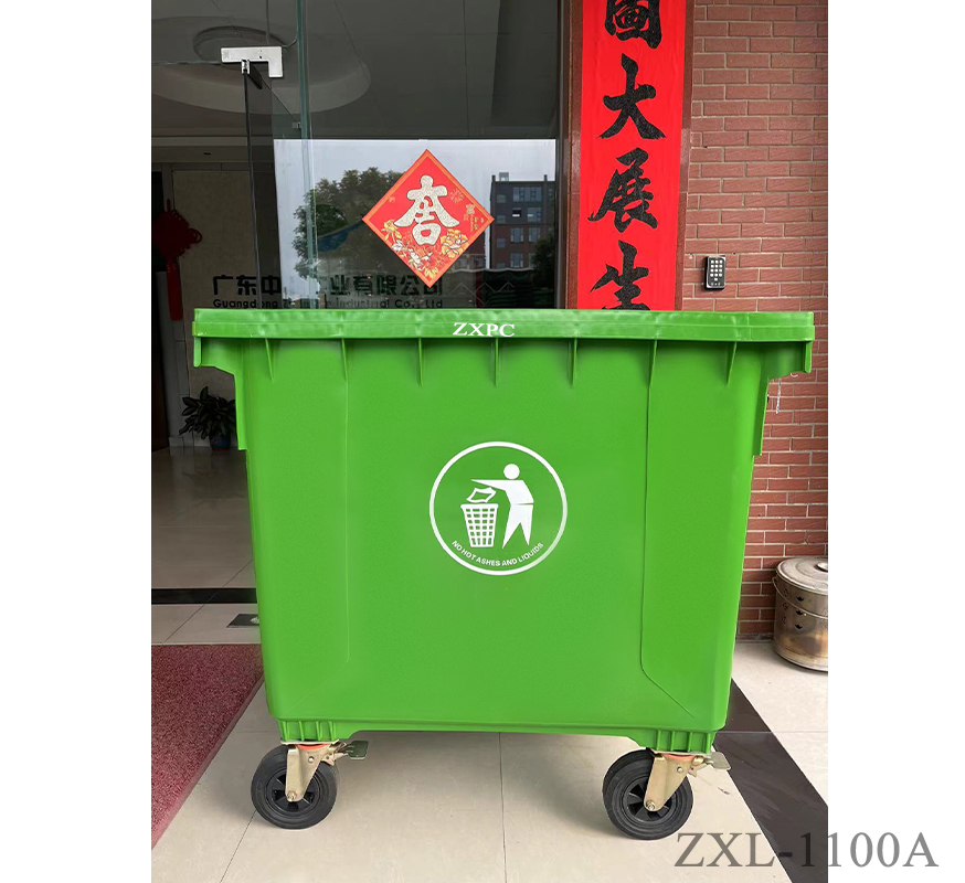 HDPE Mobile wheelie Bin 1100 Liter Universal Casters with Brake with Drain Hole