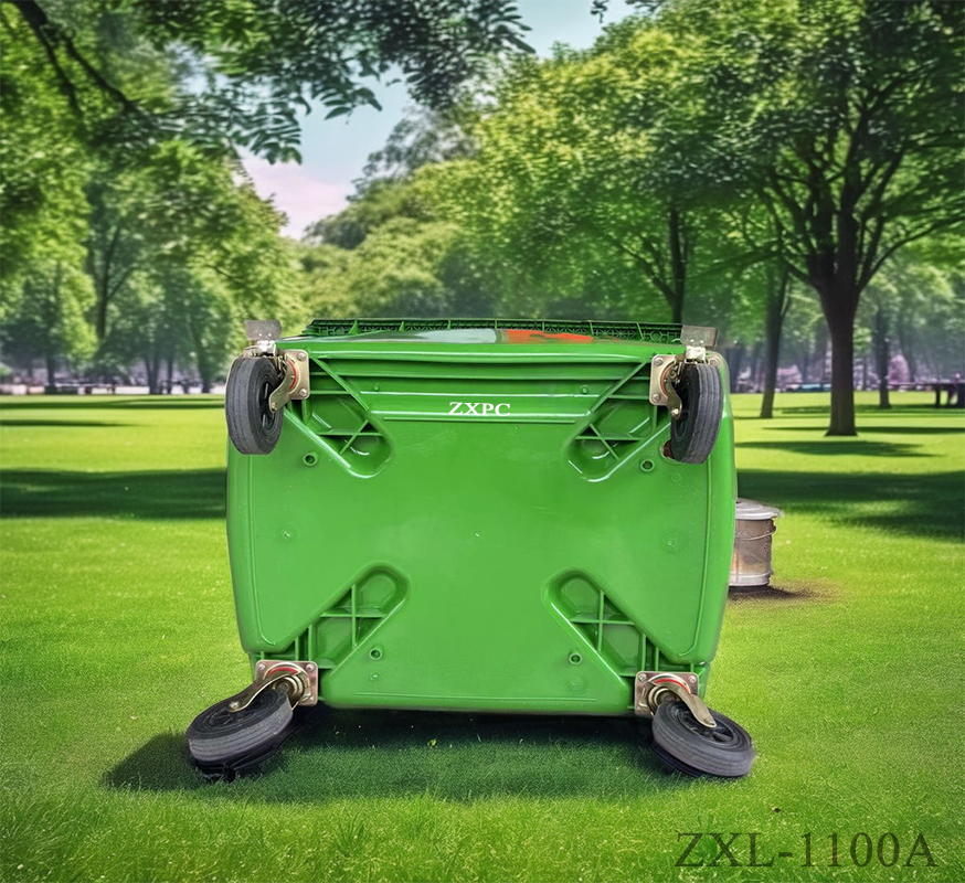 HDPE Mobile wheelie Bin 1100 Liter Universal Casters with Brake with Drain Hole
