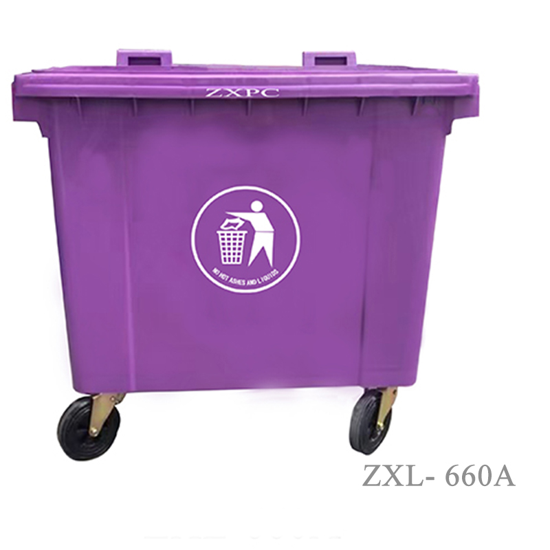 HDPE Mobile wheelie Bin 660 Liter EN840-5 Universal Casters