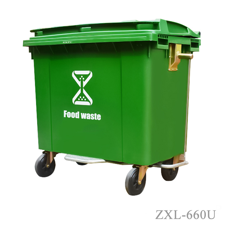 HDPE Pedal Mobile wheelie Bin ZXL- 660U Liter EN840 with Drain Hole