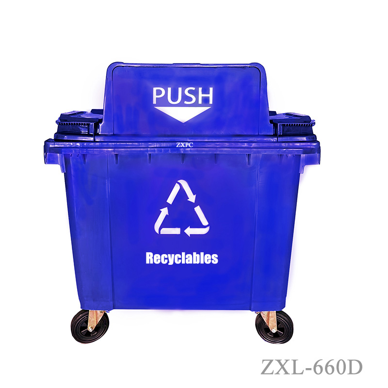 HDPE Mobile wheelie Bin ZXL- 660D Push Lid EN840