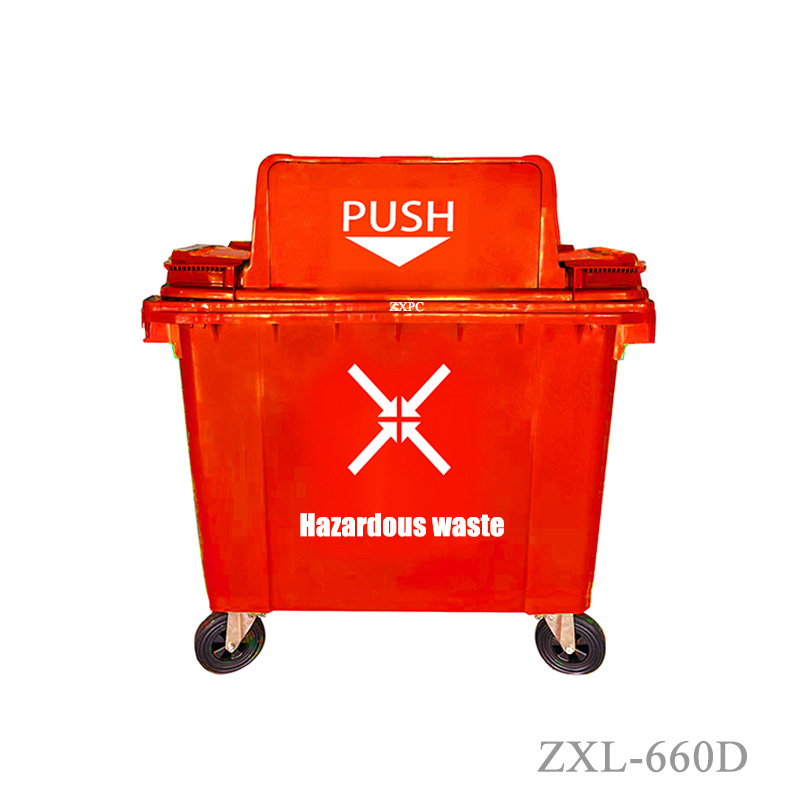 HDPE Mobile wheelie Bin ZXL- 660D Push Lid EN840