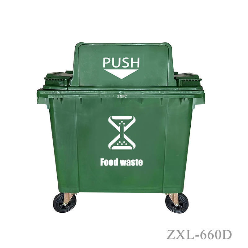 HDPE Mobile wheelie Bin ZXL- 660D Push Lid EN840
