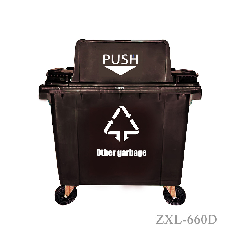 HDPE Mobile wheelie Bin ZXL- 660D Push Lid EN840