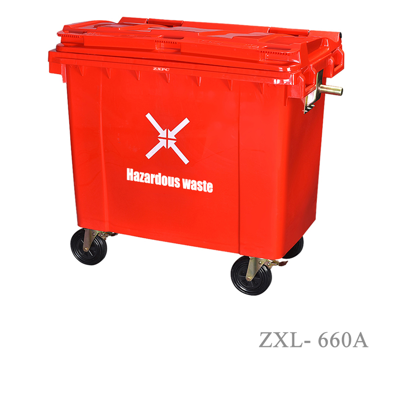 HDPE Mobile wheelie Bin 660 Liter EN840-5 Universal Casters