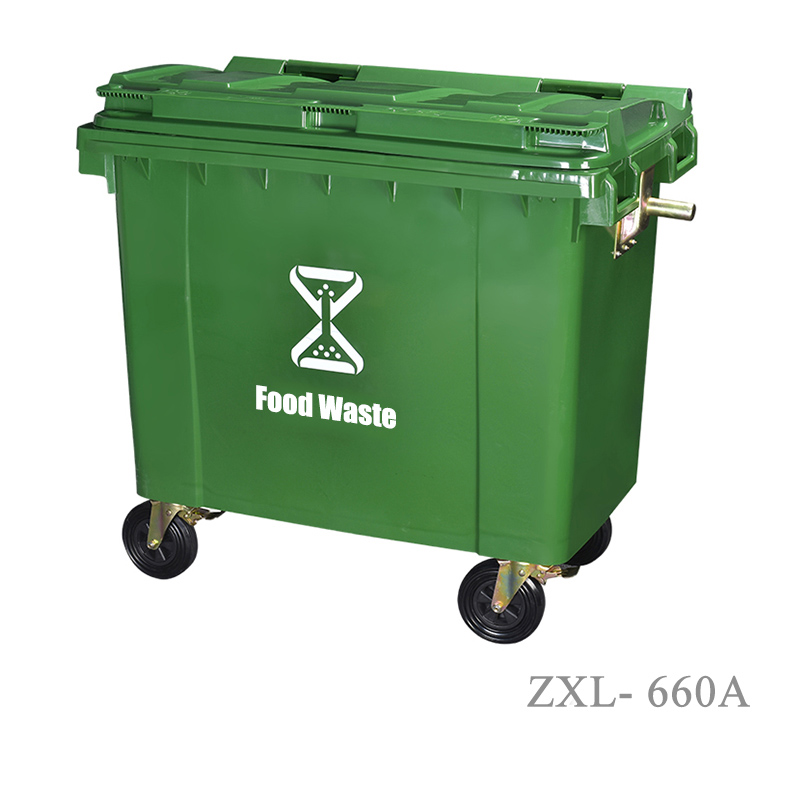HDPE Mobile wheelie Bin 660 Liter EN840-5 Universal Casters