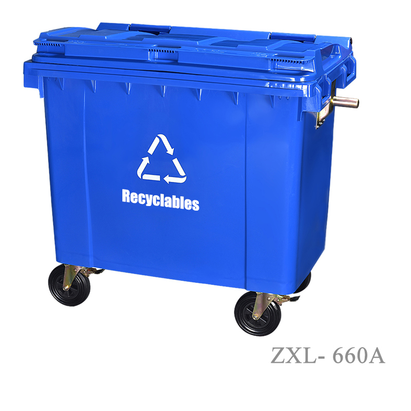 HDPE Mobile wheelie Bin 660 Liter EN840-5 Universal Casters