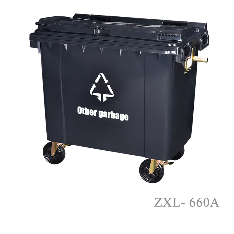 HDPE Mobile wheelie Bin 660 Liter EN840-5 Universal Casters